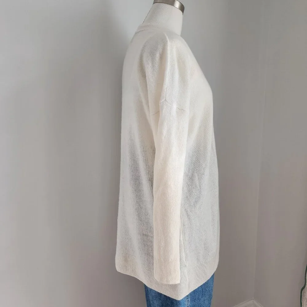 Saks Fifth Avenue 100% Cashmere Cream Cardigan Size: Medium - Picture 6 of 15